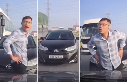 Ý thức Giao thông: Anh trai Toyota Vios lấn làn vượt ẩu còn đòi người khác phải nhường đường